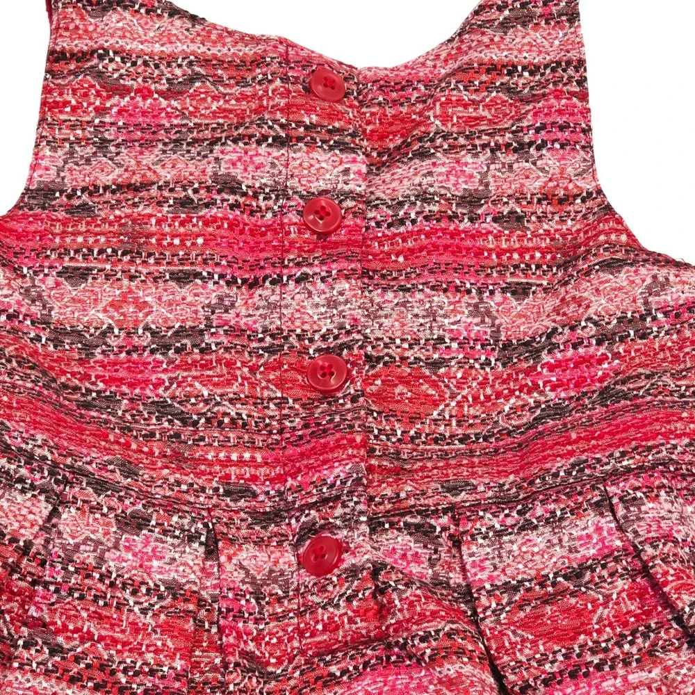 OshKosh B'gosh‎ Genuine Kids Girls Dress Red Pink Tribal Pattern Pleated 18M